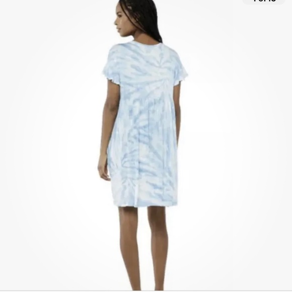 Scoop NYC Women’s Fluttered Sleeve Blue/White Tiered Dress Large (12-14) NEW - Picture 3 of 10